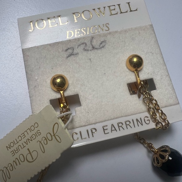 Vintage Joel Powell Designs Clip Earrings Gold/Black - Picture 3 of 8